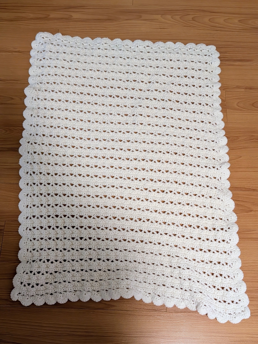 Handmade White Crochet Baby Blanket